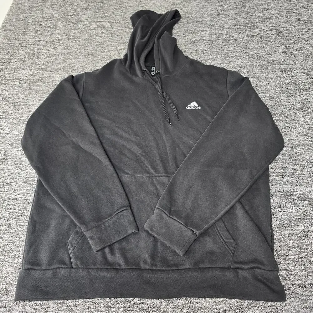 Adidas Golf Pullover Hoodie Men's XL Black Chest Print Logo Drawstring Pocket